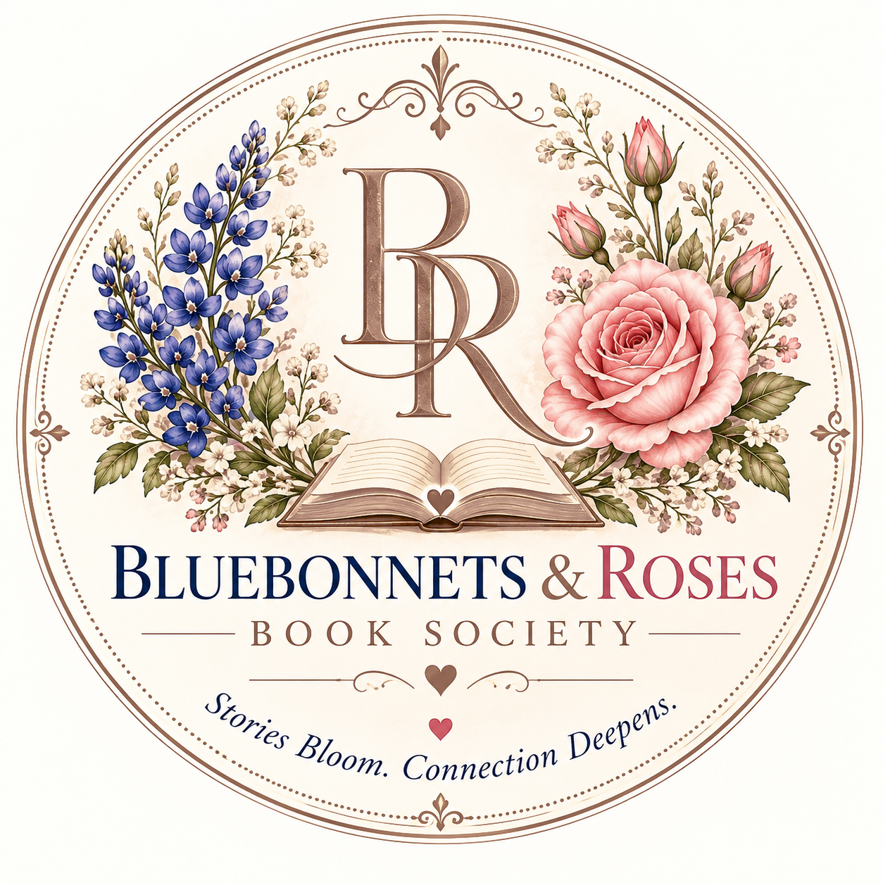 Bluebonnets and Roses Book Society official emblem